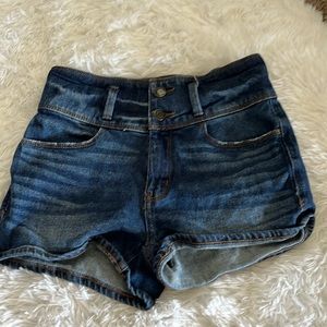 These shorts made by mudd are flexible high-rise shorts